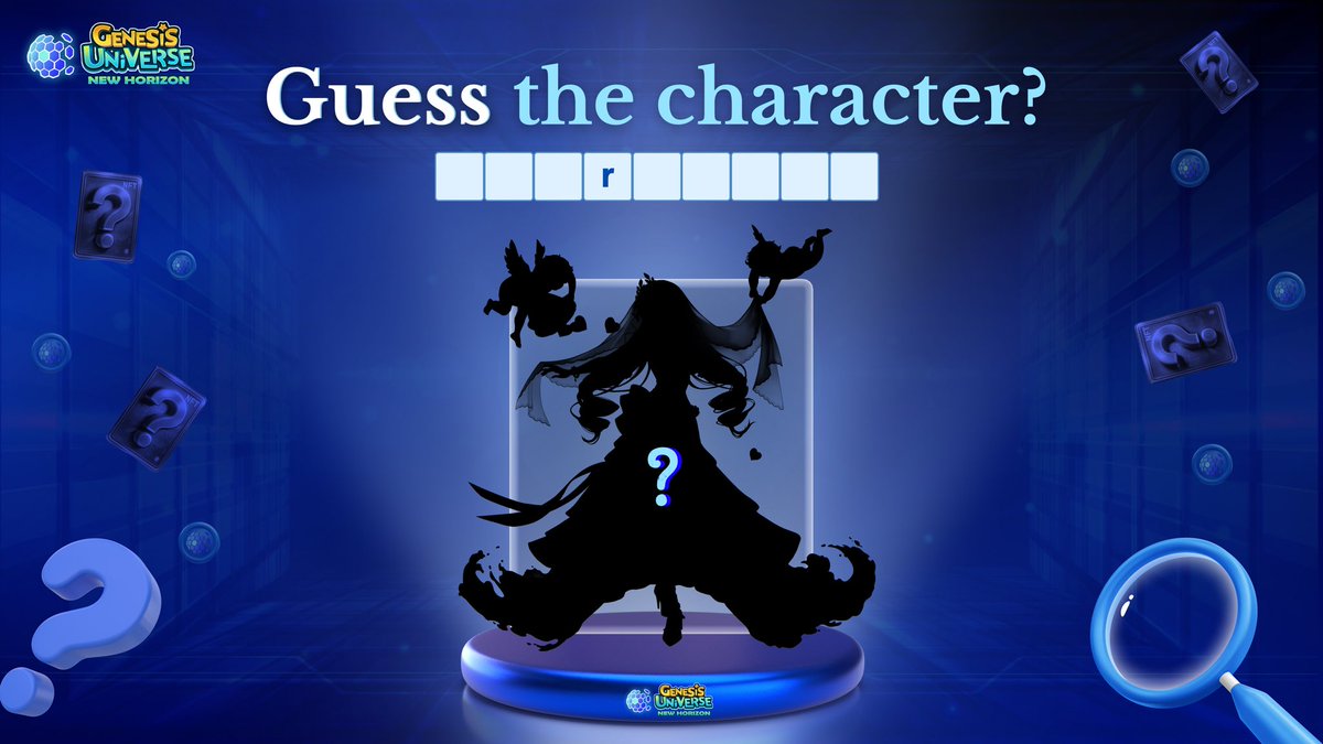 🎉#GenesisUniverse Guess the Character #giveaway event! 

🎁 $USDT 3️⃣0️⃣for🔟winners randomly! 
⏰ July 12 - 14

1️⃣ Follow <a href="/GenesisUnivers/">Genesis Universe New Horizon</a> on Twitter
2️⃣ Like ❤️RT🔁and Tag 3 friends on this post
3️⃣ Guess the character's name in the comment 💬
4️⃣ Drop your wallet address registered