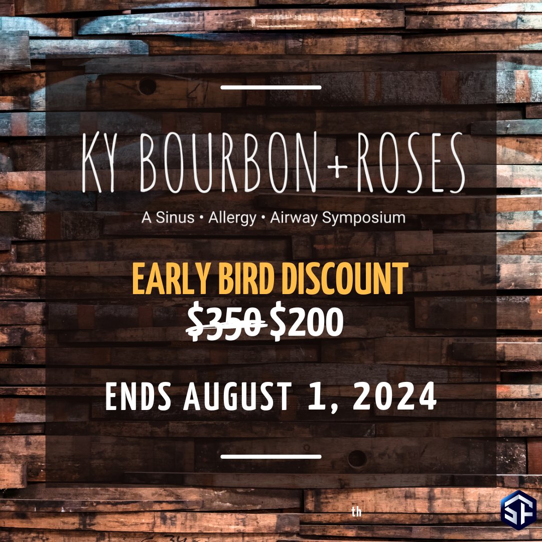 SnotForce's tweet photo. Early bird pricing for the 2024 KY Bourbon + Roses Sinus, Allergy &amp; Airway Symposium ends on August 1st.  📅🐦

Don't forget to take advantage of the discounted rate — register on our website! #SnotForceAlliance #KYBourbonRoses https://t.co/9PDaA6xdTu