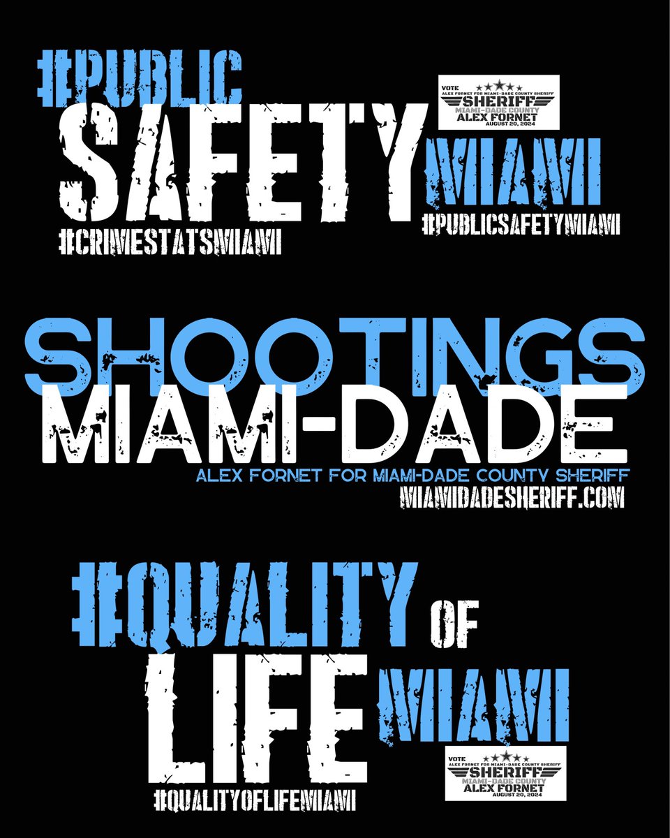 PodcastsXMedia's tweet photo. #ALEXFORNETFORSHERIFF #PUBLICSAFETYMIAMI #QUALITYOFLIFEMIAMI #SHOOTINGSMIAMIDADE #MURDERSMIAMI #HOMICIDESMIAMI #CRIMEMIAMIDADE #ACTINGSHERIFFCAVA #CHIEFOFPUBLICSAFETY #JAMESREYES #DANGERONDUTY https://t.co/z1ByZ604jI #LAWANDORDERMIAMI #TOUGHONCRIME #PROACTIVENOTREACTIVE #SHERIFF https://t.co/9Y1D6FqS2F