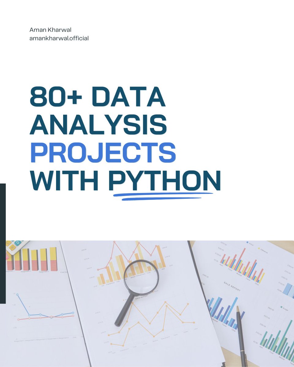 amankk_9's tweet image. If you are looking to improve your #DataAnalytics skills, this is for you. Here&apos;s a list of 80+ Data Analysis projects based on real-time business problems, solved and explained using #Python. Includes projects like:

1. Stock Market Portfolio Optimization 
2. YouTube Data…