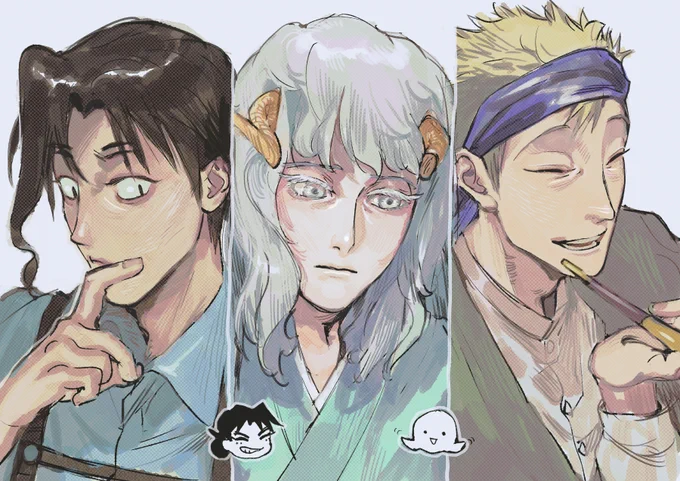 祭りだ!!!!!!!色男(神様)たちを描きました 単行本発売おめでとうございます!いなり寿司たべたい 出汁茶漬けたべたい #ひとひとがみ日々祭