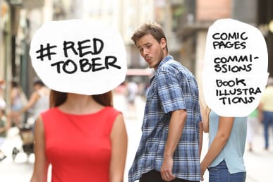 TGR_ComicArt's tweet photo. It’s official: we’re doing #Greentober again this year, but with a new theme... And trust us, it’s going to be epic!
Shoutout to @ghwalta for the meme that perfectly captures our artists’ WhatsApp group chat these past days 😂
#REDTOBERISCOMING https://t.co/BI4mJoFH9V