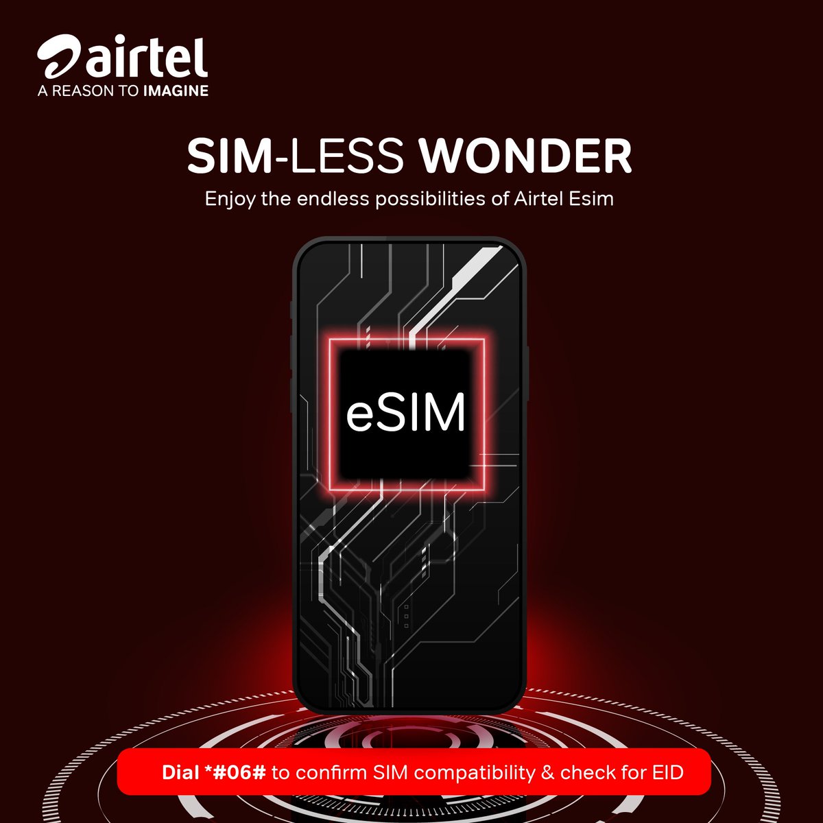 airtelrw's tweet photo. Go SIM-less! Dial *#06# and if you see EID, this means your device is eSIM compatible. Visit the nearest Airtel shop to get yours today. https://t.co/j2mjqXcNOX