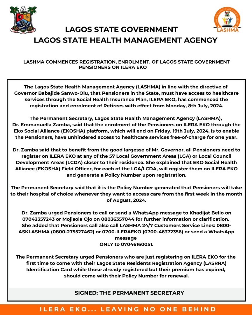 followlasg's tweet image. Enrolment of Lagos State Pensioners on Ilera Eko

@jidesanwoolu   @drobafemihamzat @gbenga_omo @BSaluHundeyin   @gboyegaakosile @Mr_JAGs 
#LASHMA   #IleraEko
#LASG  #AGreaterLagosRising