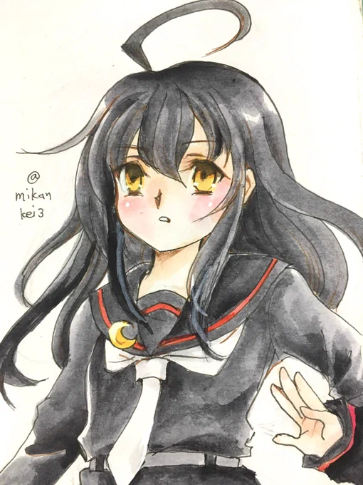 三日月です進水日おめでとう!#艦これ版深夜の真剣お絵描き60分一本勝負 #艦これ版真剣お絵描き60分一本勝負_20240712 #三日月 #艦これ 