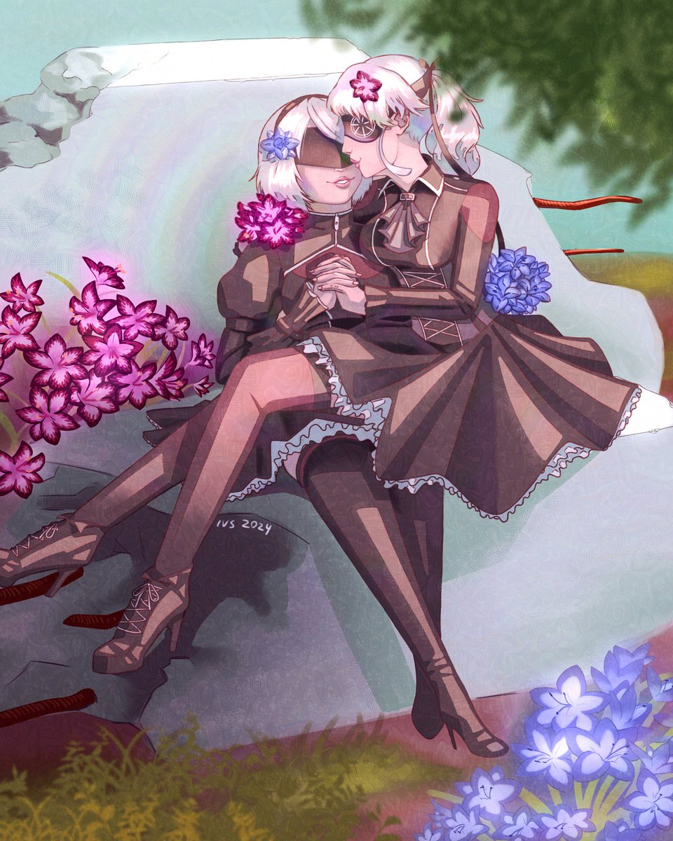 NycroShears's tweet photo. Its #drakenierexchange2024! My piece is for @doubleonetism who wanted to see A2 and A4 with the flowers Rose would have named them after: freesias and amaryllis! https://t.co/SNPnd23hy9