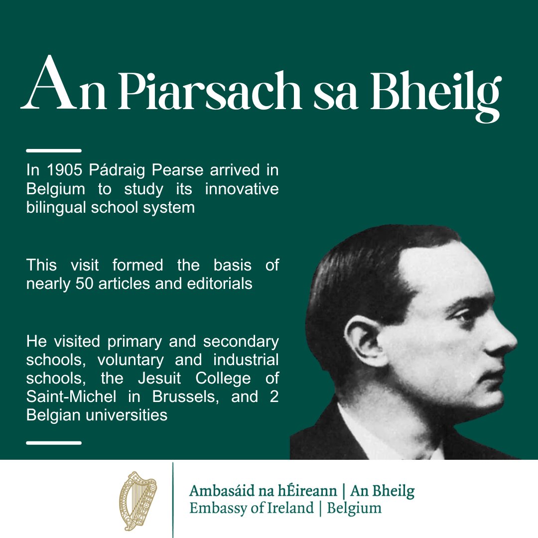 #DYK Pádraig Pearse visited a number of schools &amp; universities in Belgium in 1905 to study the innovative bilingual education system?

His findings were published widely, including in An Claidheamh Soluis.