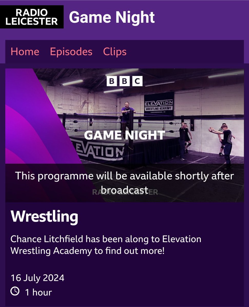 Elevation Wrestling (@elevationwrest) on Twitter photo We will feature on 'Game Night' on BBC Radio Leicester with @asapchance_ 
On July the 16th! We will feature on 'Game Night' on BBC Radio Leicester with @asapchance_ 
On July the 16th!