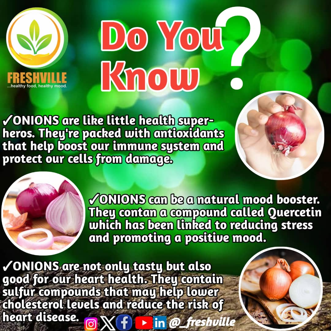 _FreshVille's tweet photo. If you're feeling down, grab an ONION and let the good vibes flow.

Munch on ONIONS and let them save the day for you.

Happy Weekend to YOU🥂

#FreshVille
#EruditeFarmers
#HealthyFoodHealthyMood https://t.co/7SYXueUvx2