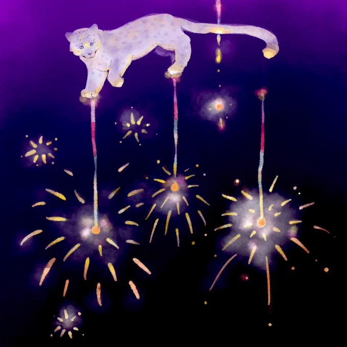 静かな夜としとしと線香花火 #イラスト (過去絵リメイクです)