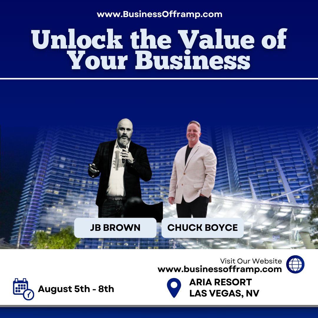 ChuckBoyce's tweet photo. 🔑💼 Join me and JB Brown for our workshop: "Unlock the True Value of Your Business." Discover key strategies to maximize business value and strategic planning. Limited spots available—secure yours today! https://t.co/ii0uFBewky. See you soon! #BusinessWorkshop #Entrepreneurship https://t.co/AhqDfJcY6A