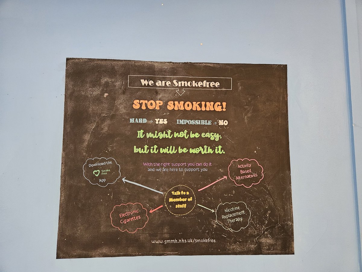 Tracy Vjestica (@trace_vj) on Twitter photo Mulberry Asked, Mulberry Got! A Stop Smoking blackboard.
<a href="/GMMH_NHS/">Greater Manchester Mental Health</a> #stop_smoking #mulberry_ward Mulberry Asked, Mulberry Got! A Stop Smoking blackboard.
<a href="/GMMH_NHS/">Greater Manchester Mental Health</a> #stop_smoking #mulberry_ward