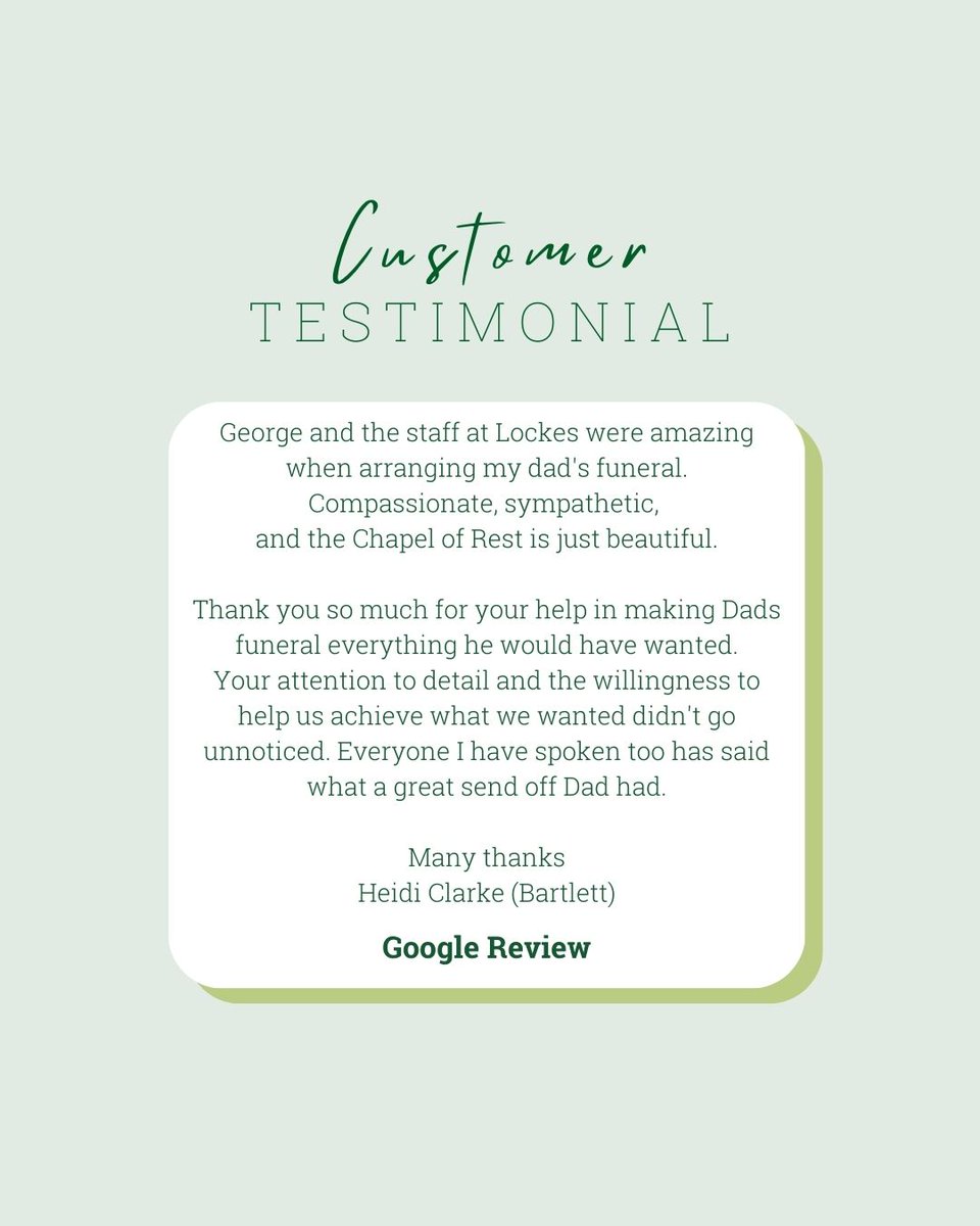 We are always grateful when families leave us a google review of our team and service.
Reviews also help other families make an informed choice when deciding which funeral directors to use.