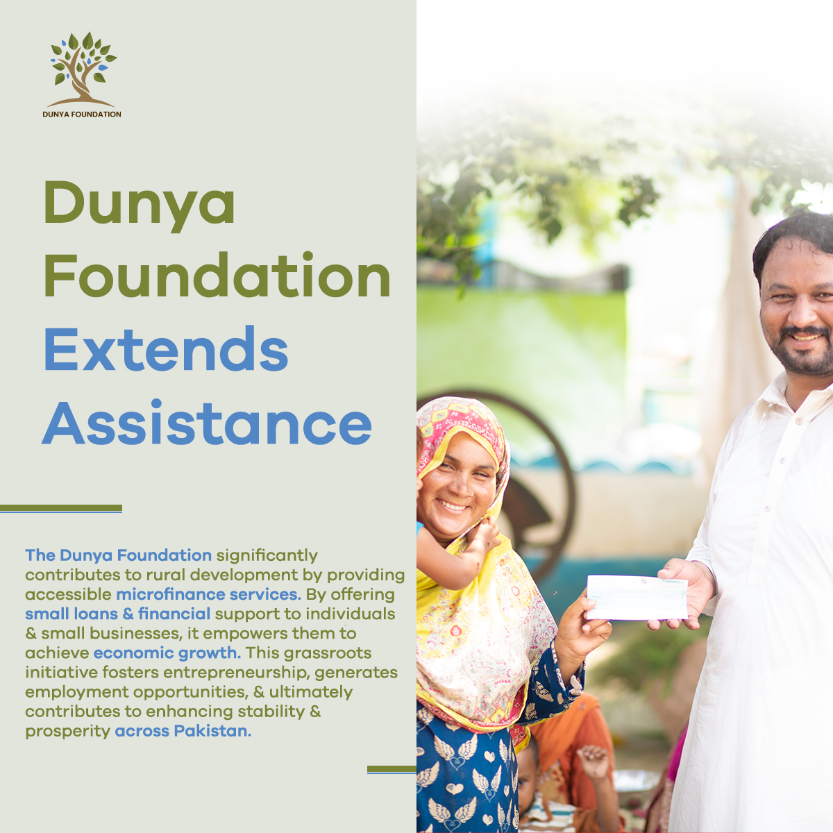 DunyaFoundation's tweet photo. Empowering rural communities through accessible microfinance: The Dunya Foundation's small loans foster entrepreneurship, create jobs, and drive economic growth across Pakistan.#DunyaFoundation #Empowerment#CommunitySupport
#SustainableDevelopment https://t.co/h11dvqxPCv