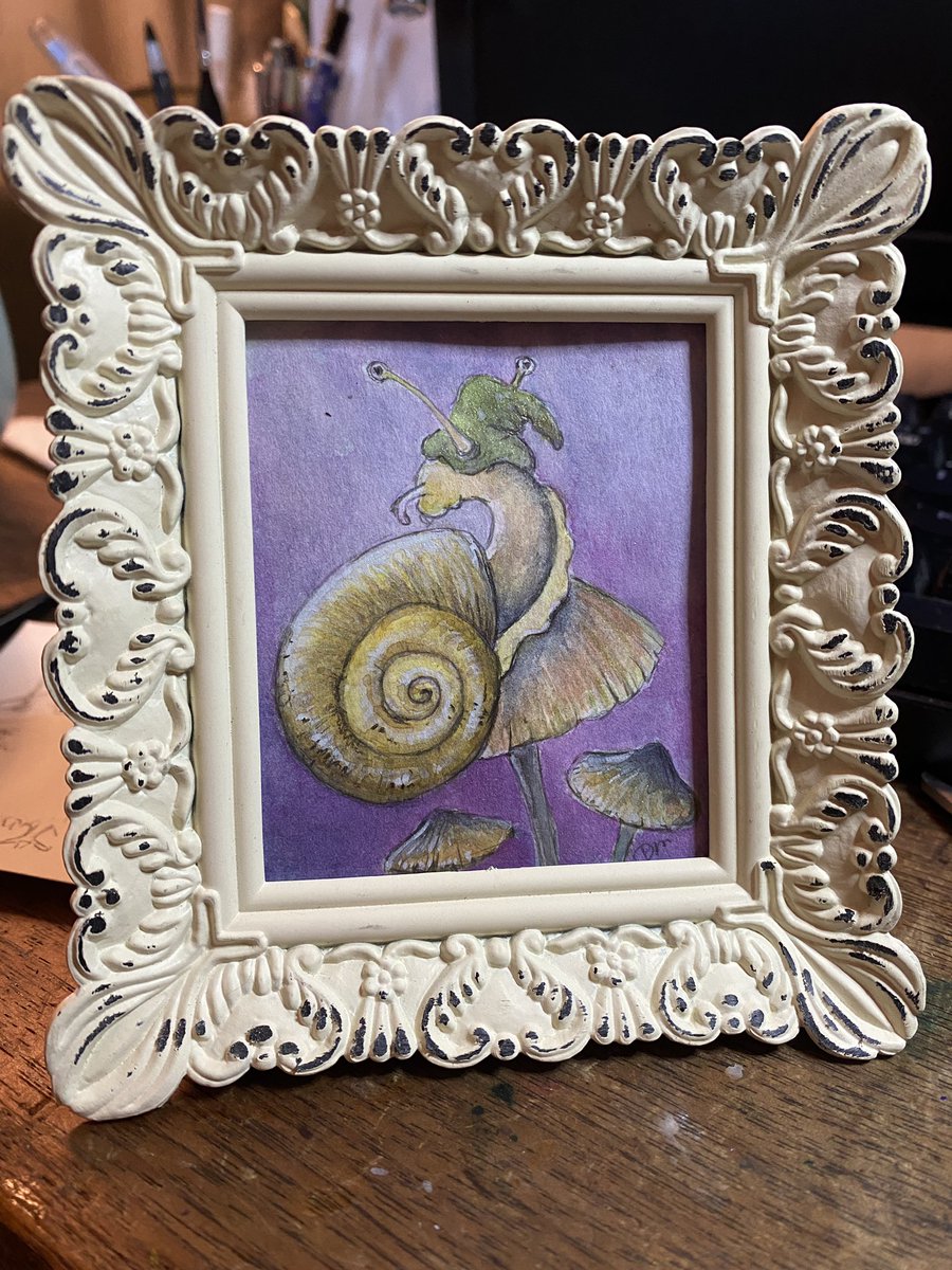 dameroart's tweet photo. There’s definitely a wandering possum selling hats to all the woodland creatures. I love painting miniatures, especially when I find cute frames to put them in after. 2”x3” watercolour and ink https://t.co/741topRiZy