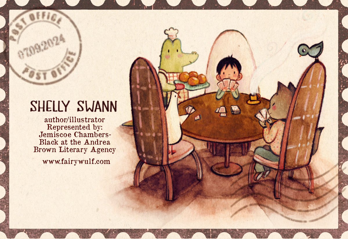 A tiny smidge late but happy #kidlitartpostcard day! ✨🌸 I’m Shelly, rep’d by <a href="/Jemiscoe/">Jem is OPEN to queries!</a> <a href="/AndreaBrownLit/">Andrea Brown Lit</a> and I love illustrating cozy/magical and heartfelt inclusive stories! 
🦋bsky.app/profile/shelly…
🌐fairywulf.com
