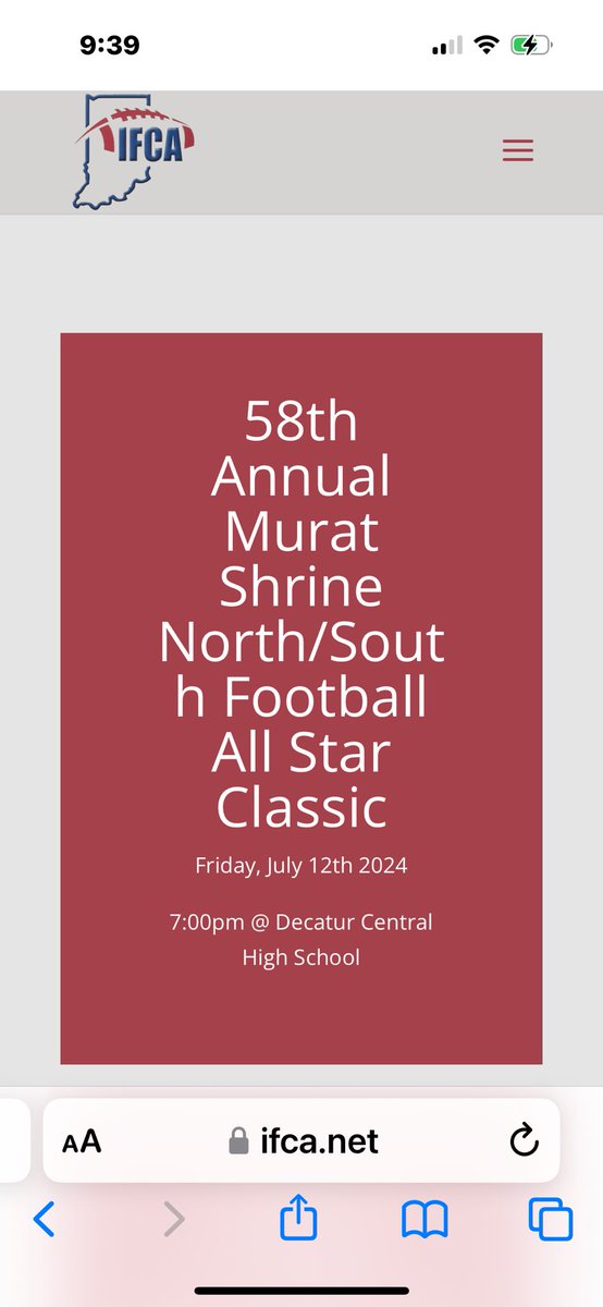 Looking forward to watching this Dawg represent us tonight in Indianapolis in the Indiana North-South Football Classic.  

We are CP!!