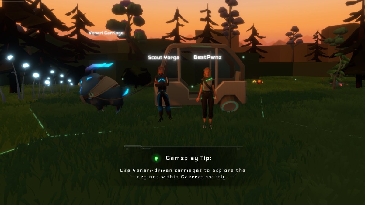 Travel smoothly across Caerras with our energy-saving carriages, designed for comfort. 🍃

Not every Venari can haul passengers, so look out for scout Yorga with his Tourio. 🚂