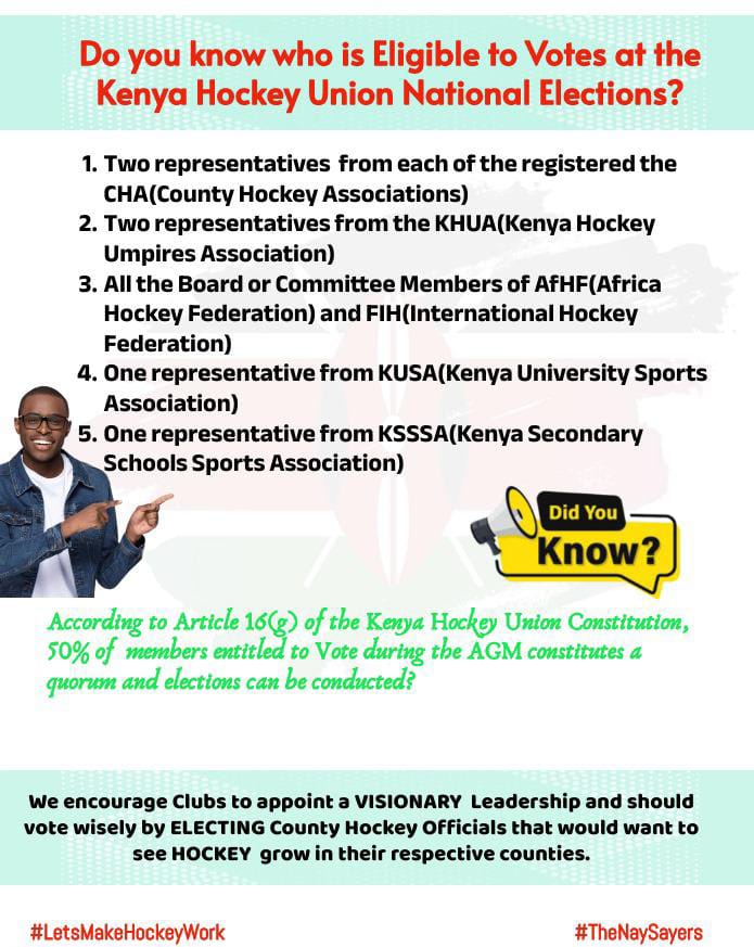 Alvin Wesonga🇰🇪🇺🇬 (@alvin_wesonga) on Twitter photo As I have previously said, the <a href="/FieldhockeyKE/">Kenya Hockey Union</a> constitution has many loopholes.
The constitution was written to favour the people who hold the executive office.
1. There's no clause in the constitution that specifies what happens to the office bearers after their 4-year term...... As I have previously said, the <a href="/FieldhockeyKE/">Kenya Hockey Union</a> constitution has many loopholes.
The constitution was written to favour the people who hold the executive office.
1. There's no clause in the constitution that specifies what happens to the office bearers after their 4-year term......