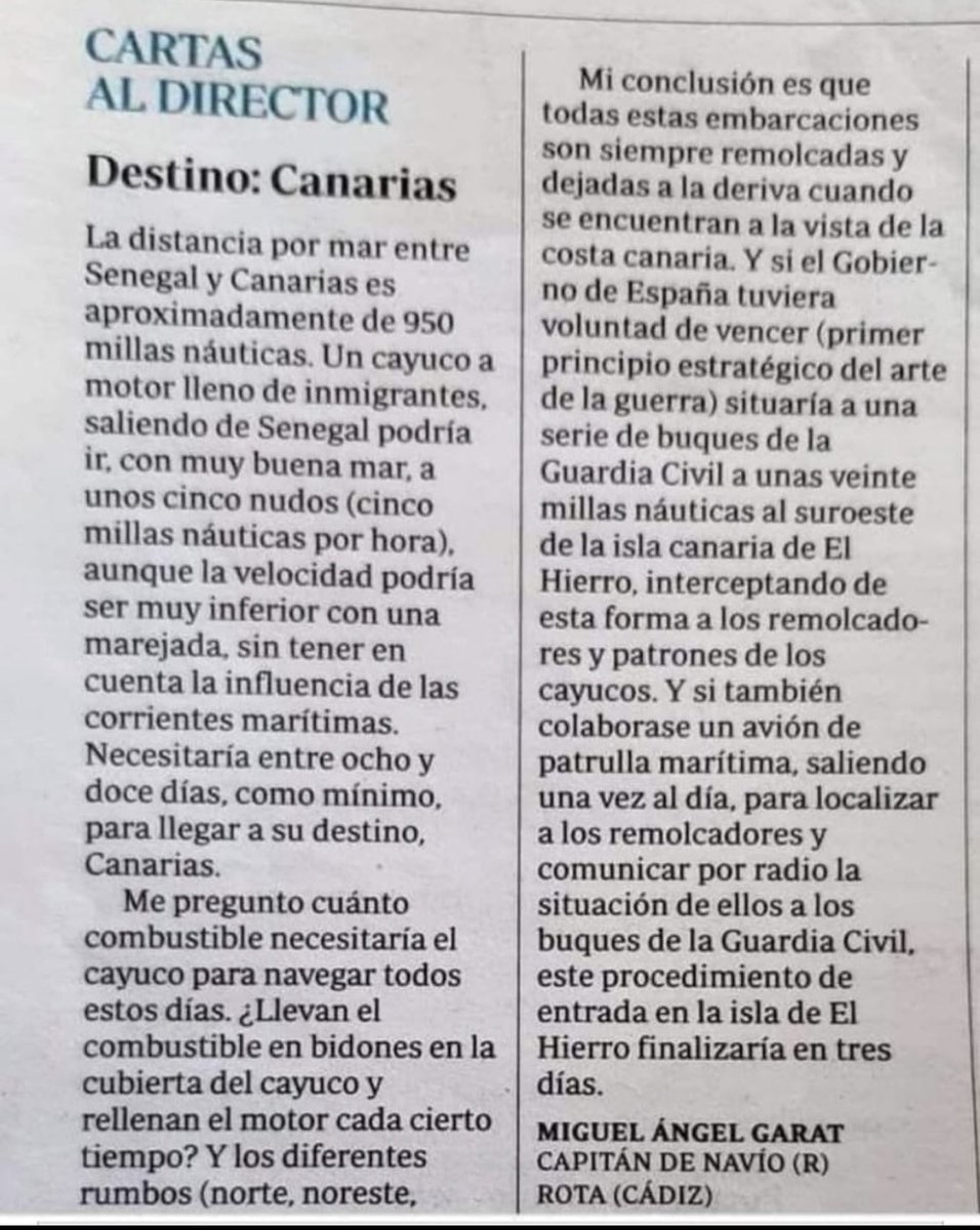 Recomendable carta al Director de un Capitán de Navío.
Es evidente que nos toman por IGNORANTES, pero nadie rechista !!!!