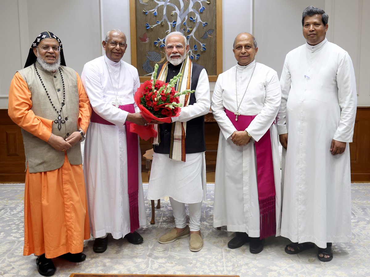 A delegation from the Catholic Bishops' Conference of India called on PM <a href="/narendramodi/">Narendra Modi</a>. The delegation included Most Rev. Andrews Thazhath, Rt. Rev. Joseph Mar Thomas, Most Rev. Dr. Anil Joseph Thomas Couto and Rev. Fr. Sajimon Joseph Koyickal.