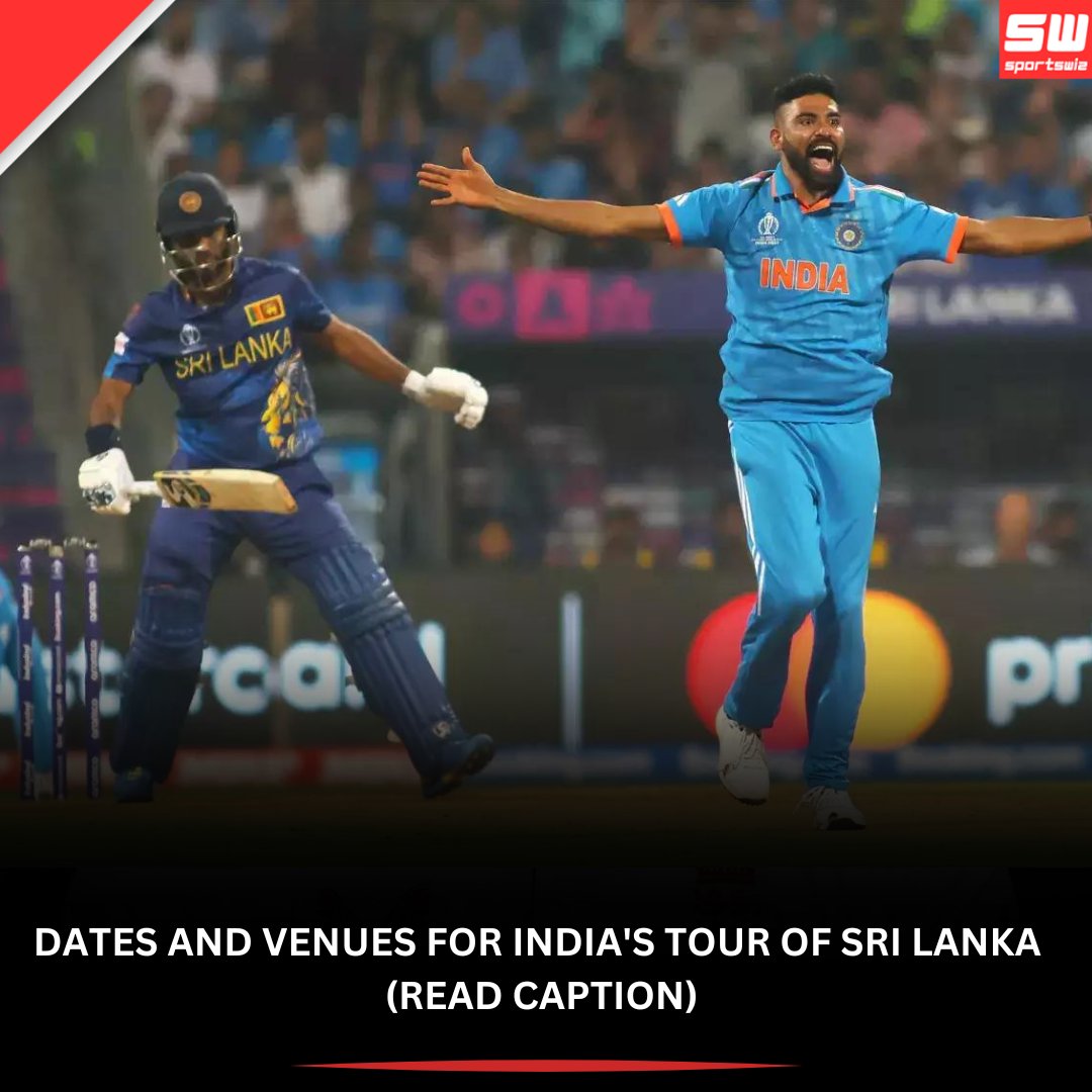 mysportswiz's tweet photo. Dates and venues for India's tour of Sri Lanka  
T20Is - July 26, 27 and 29 in Pallekele  
ODIs - August 1, 4 and 7 in Colombo
.
#sivsind #PAKvsWI #FidelEdwards #GusAtkinson #Sportswiz #Medvedev #ENGvWI #JamesAnderson #704Wickets #SachinTendulkar #704Test #IndiaVsAustraliaWCL https://t.co/0v51lhur5U
