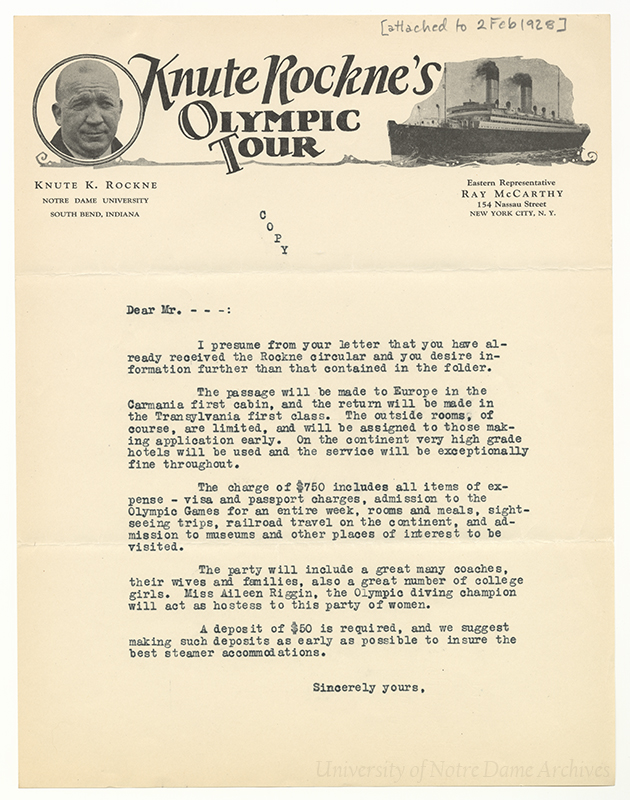 #NotreDame football coach Knute Rockne organized a trip for fans to attend the 1928 #OlympicGames in Amsterdam as spectators
#ArchivesGoForGold #ArchivesHashtagParty
@HesburghLibraries