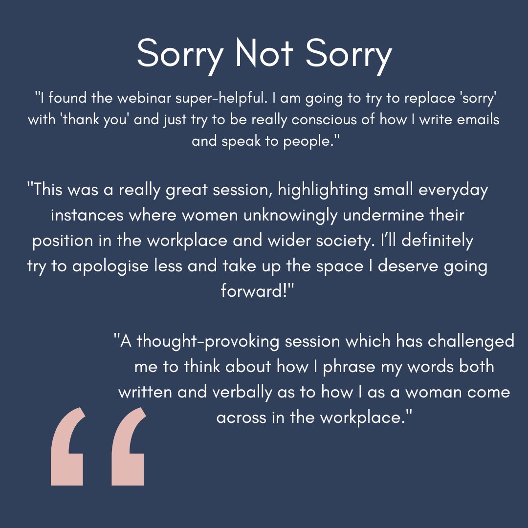 Just some of the feedback from our 'Sorry not Sorry' corporate webinar that we are unapologetically going to place here for you to read. 

Details of all our workshops and webinars are on our website. 
bit.ly/4bzQlIp 

#clientfeedback #lifelonglearning #empowerment
