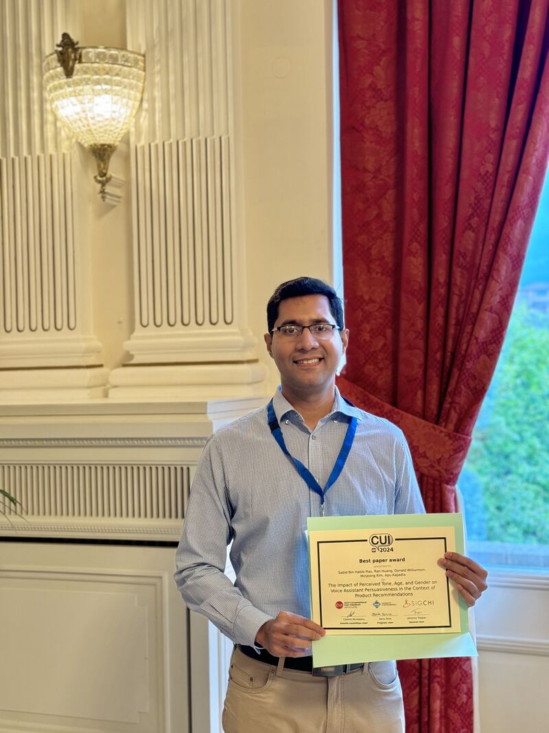 Congratulations to Sabid and the team on this great accomplishment! Winning the Best Paper Award <a href="/ACM_CUI/">ACM CUI</a> is truly an honor! We're glad to be a part of this.