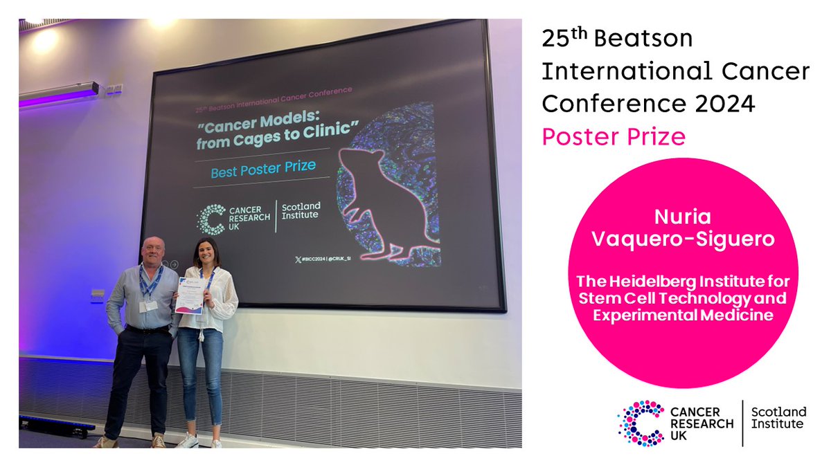 CRUK Scotland Inst (@cruk_si) on Twitter photo The <a href="/CRUK_SI/">CRUK Scotland Inst</a> Best Poster Prize at #BICC2024 was awarded to <a href="/NuriaVaqueroS/">Nuria Vaquero</a> from <a href="/hi_stem_lab/">HI-STEM - Cancer and Stem Cells in Heidelberg</a>
Thank you to everyone who presented their posters at the conference! The <a href="/CRUK_SI/">CRUK Scotland Inst</a> Best Poster Prize at #BICC2024 was awarded to <a href="/NuriaVaqueroS/">Nuria Vaquero</a> from <a href="/hi_stem_lab/">HI-STEM - Cancer and Stem Cells in Heidelberg</a>
Thank you to everyone who presented their posters at the conference!