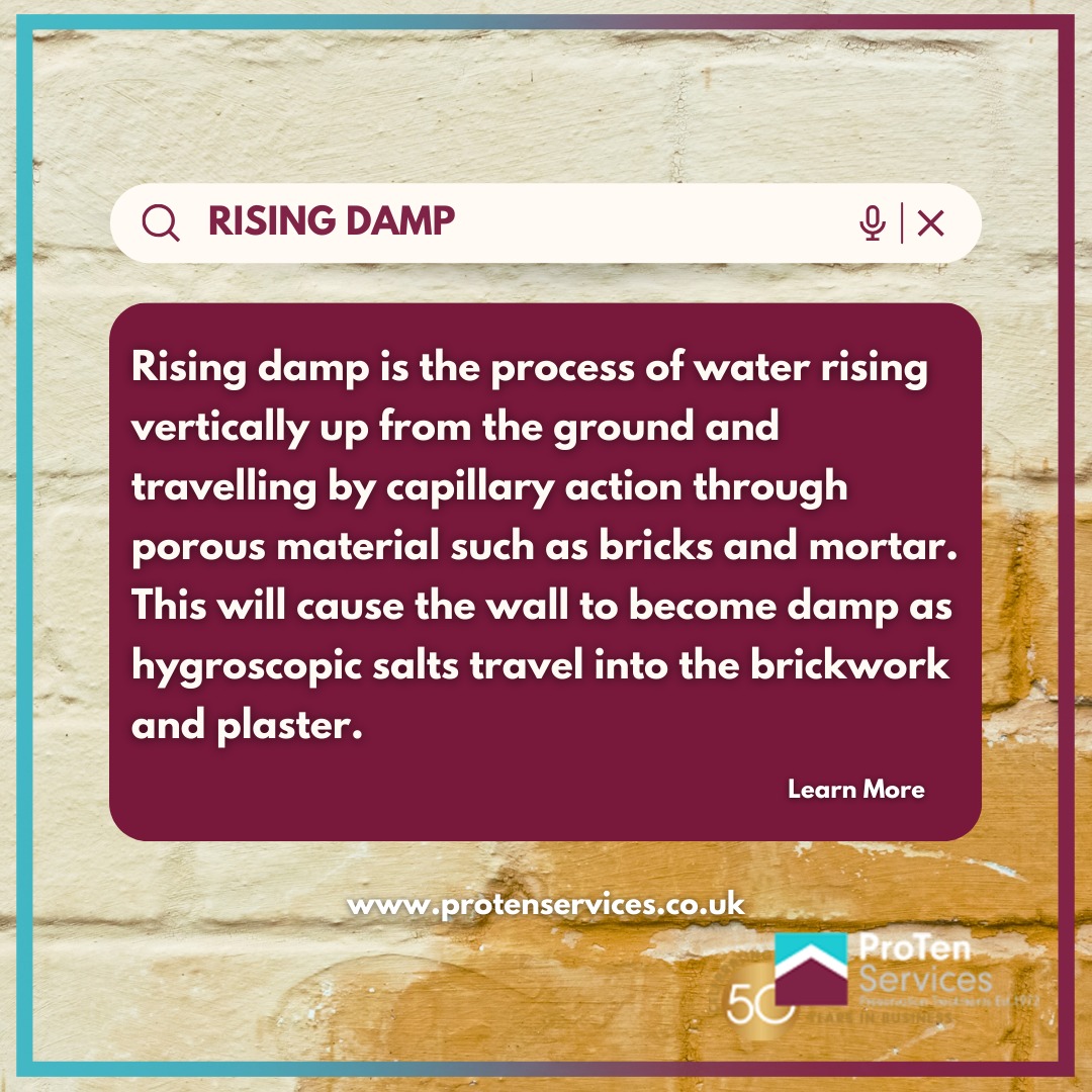 ProTenServices's tweet image. Rising damp can occur from: 
💧 No damp proof course (DPC) 
💧 Deteriorated DPC 
💧 New ground levels bridging the DPC 
💧 Moisture bypassing the DPC.

Contact us if you have concerns: 
☎️ 0800 012 6094 
🖥 protenservices.co.uk

#ProTenServices #RisingDamp #DampProblems
