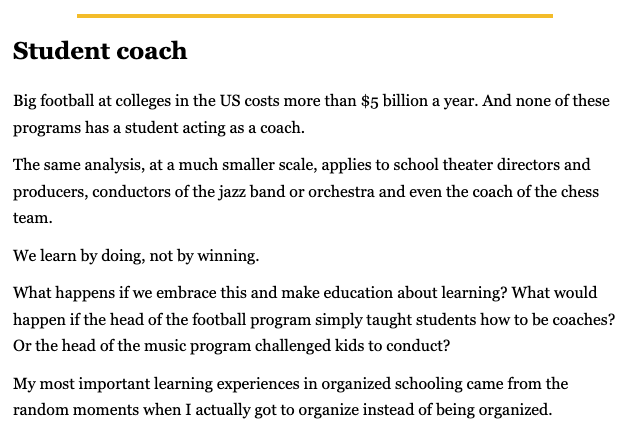 encounterlear's tweet image. "My most important learning experiences in organized schooling came from the random moments when I actually got to organize instead of being organized."
~ Seth Godin

#StudentCoach #SelfDirected #CoCreated #SethGodin #EncounterLearning