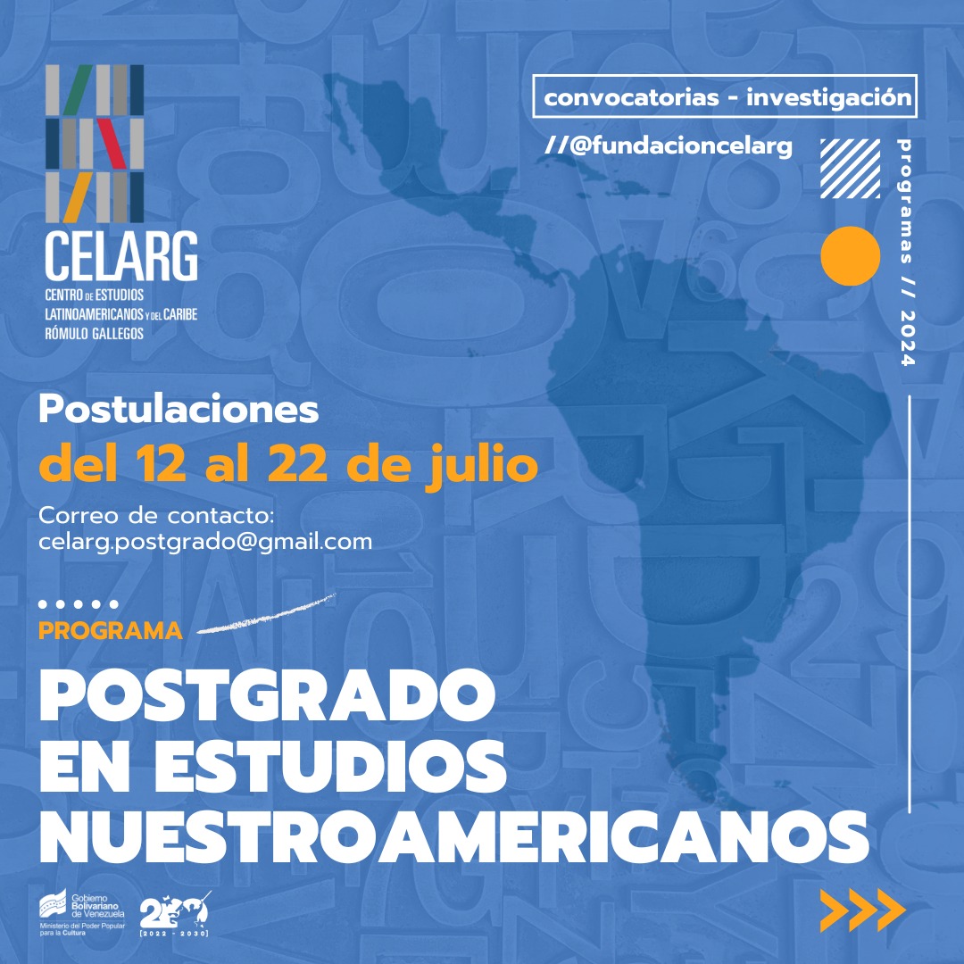 📣 #Atención | El Centro de Estudios Latinoamericanos y del Caribe "Rómulo Gallegos" convoca al proceso de postulaciones en el programa "Postgrado en Estudios Nuestroamericanos".

👉🏽 Registro de postulaciones en: forms.gle/JsatyPC5sZYdwv…

#LaPoesíaNosUne