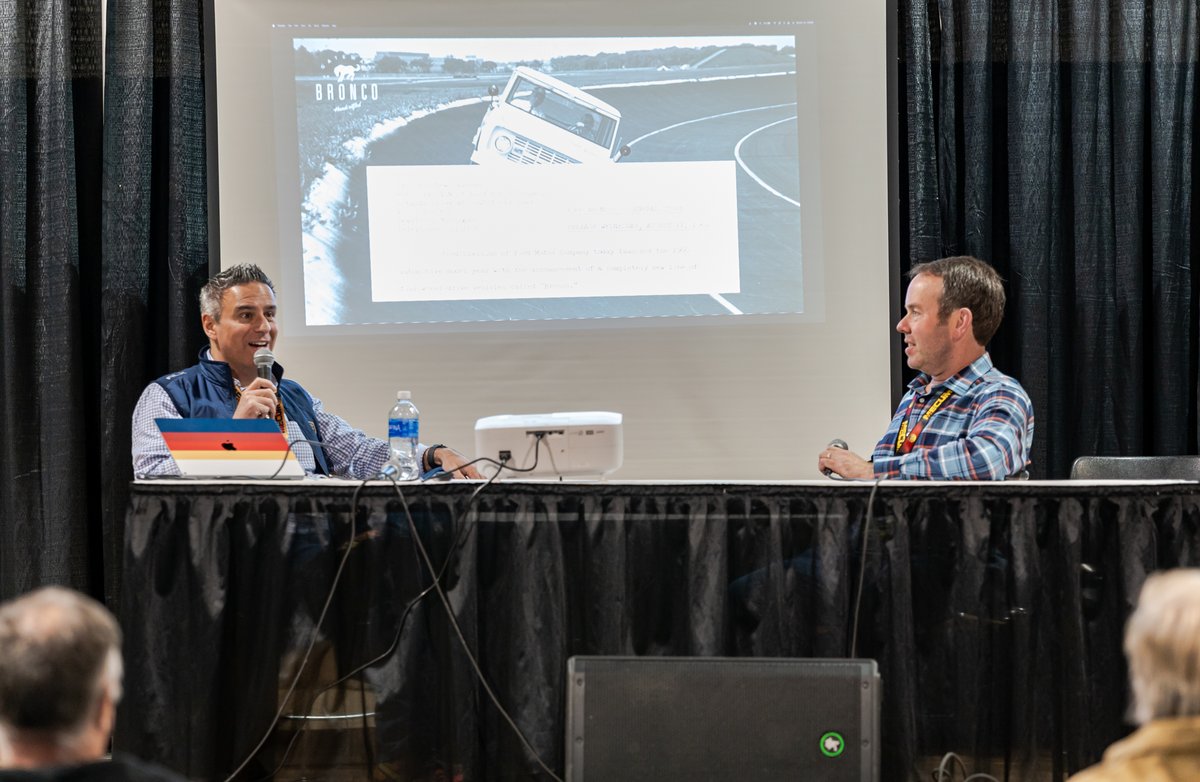 MCACN's tweet photo. MCACN LLC Member Colin Comer and Seth Burgett, founder of Gateway Bronco doing a seminar at MCACN 2024 on how the Bronco has become one of the hottest collectible cars in recent years. #gatewaybronco #fordbronco #bronco #musclecars #colincomer #colinsclassicauto #mcacnseminars https://t.co/3fA1LEDaeC