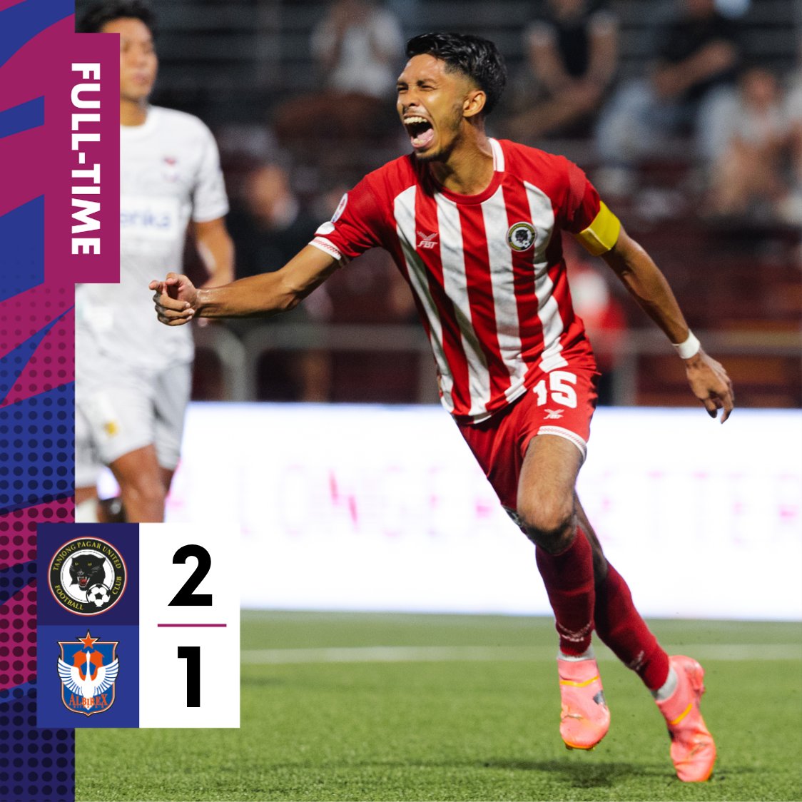 SGPremierLeague's tweet photo. FULL-TIME Tanjong Pagar 2-1 Albirex #SPL
10-men Tanjong Pagar come from a goal down to stun Albirex! #TPUALB https://t.co/WkqySZwstO