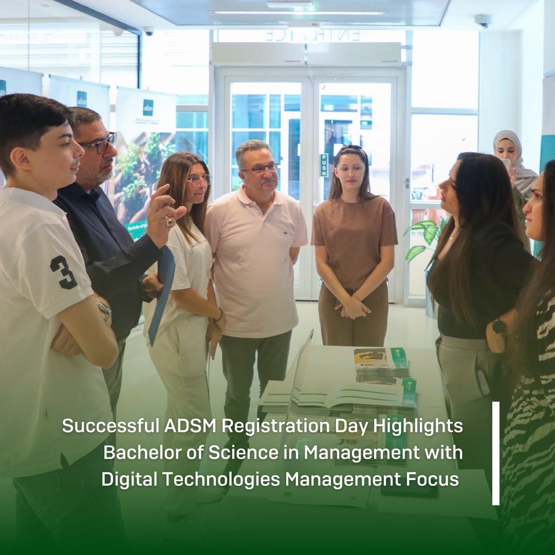 adsm_info's tweet photo. Thank you to everyone who joined us to explore our
Bachelor of Science in Management Program focused
on Digital Technologies Management. We're excited to
welcome the future leaders of tomorrow! #ADSM #ADSM_BScM #RegistrationDay #DigitalManagement #FutureLeaders #StudyInAbuDhabi https://t.co/W9Z8Q3Ai5S