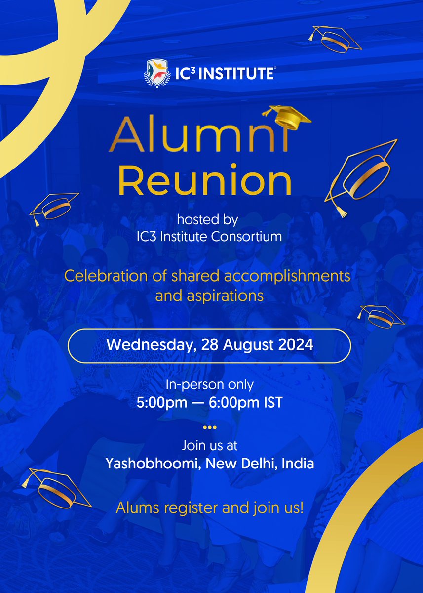 We are thrilled to announce the IC3 Institute Alumni Reunion, hosted by the IC3 Institute Consortium. Let's to celebrate your achievements and share your journey with the entire IC3 Family. Register for the Annual IC3 Conference &amp; Expo. 
ic3movement.com/annual-ic3-con…