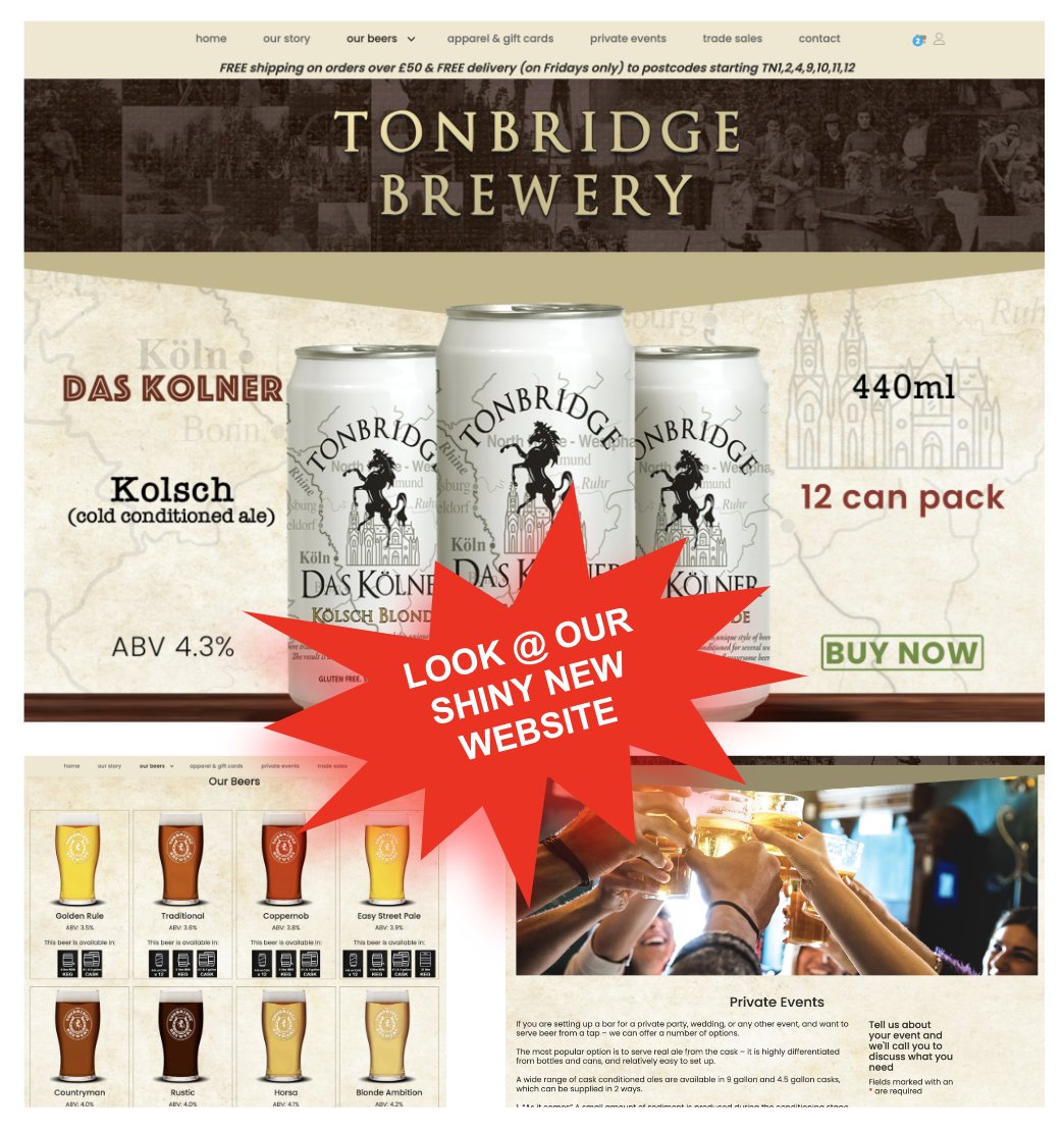 Our new web site and on line shop is now live at tonbridgebrewery.co.uk    Or pop in tomorrow morning between 9 and 12 to stock up for the Euros final