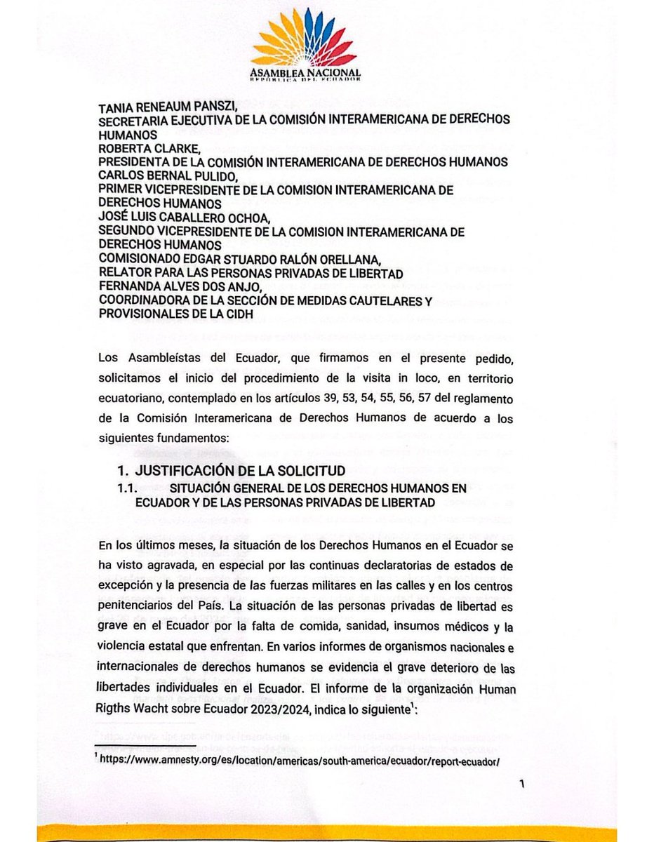 SofiaEspinRC's tweet photo. #URGENTE CIDH RESPONDE SOLICITUD DE REVOLUCIÓN CIUDADANA SOBRE JORGE GLAS
🚨🚨🚨🚨
La Comisión Interamericana de Derechos Humanos @CIDH responde nuestra solicitud sobre conformar una Comisión Especial para el examen e investigación de las graves violaciones que ocurren en #Ecuador a las personas privadas de libertad y para la verificación de la situación del ex vicepresidente Jorge Glas. 
🙋🏽🙋🏼‍♀️Los 48 Asambleístas de la @RC5Oficial hemos solicitado esta Comisión y visita in loco. Esperamos que los Comisionados visiten el país lo más pronto posible.
#LibertadParaJorgeGlas