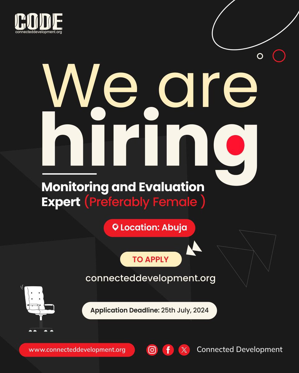 CALL FOR APPLICATION🗣️ 𝗙𝗘𝗠𝗔𝗟𝗘 𝗠𝗼𝗻𝗶𝘁𝗼𝗿𝗶𝗻𝗴 𝗮𝗻𝗱 𝗘𝘃𝗮𝗹𝘂𝗮𝘁𝗶𝗼𝗻 𝗘𝘅𝗽𝗲𝗿𝘁 𝗜𝗻 𝗔𝗯𝘂𝗷𝗮 ...
