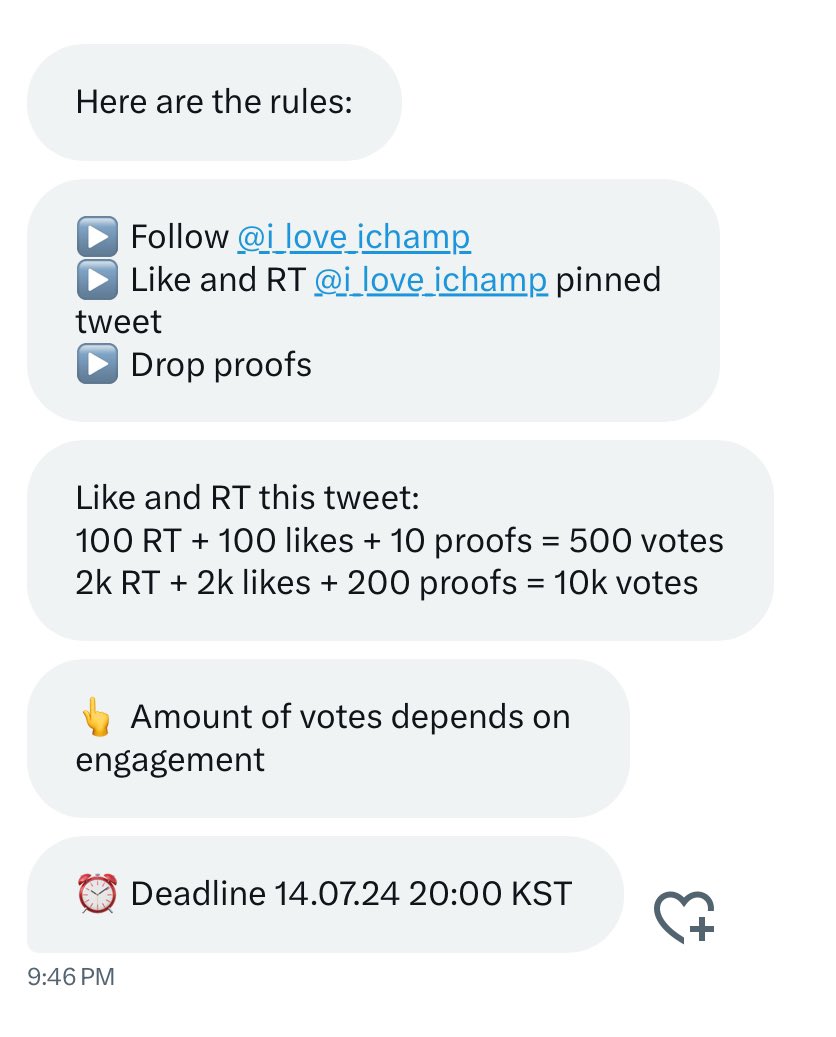 𝓴𝓮𝓲𝓭𝓲’𝓼 𝓭𝓮𝓼𝓲𝓻𝓮 🩸 (@defnotkeidi) on Twitter photo RT DEAL FOR #ENHYPEN IDOLCHAMP | SHOWCHAMPION — XO (Only If You Say Yes) 🩷
▶️ Follow <a href="/i_love_ichamp/">I love IdolChamp</a>
▶️ Like and RT <a href="/i_love_ichamp/">I love IdolChamp</a> pinned tweet
▶️ Like and RT this tweet
▶️ Drop proofs
🗓️ 07/14 | 8:00 PM KST | 7:00 PM PHT
#ENVOOSTERS RT DEAL FOR #ENHYPEN IDOLCHAMP | SHOWCHAMPION — XO (Only If You Say Yes) 🩷
▶️ Follow <a href="/i_love_ichamp/">I love IdolChamp</a>
▶️ Like and RT <a href="/i_love_ichamp/">I love IdolChamp</a> pinned tweet
▶️ Like and RT this tweet
▶️ Drop proofs
🗓️ 07/14 | 8:00 PM KST | 7:00 PM PHT
#ENVOOSTERS