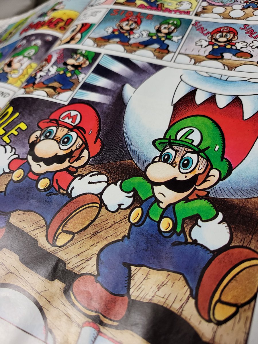 Dug out this wrinkled book. I'd forgotten there was an actual physical comic I loved as a kid. It's still so beautiful.

#supermarioadventures #comicbook #Nintendopower