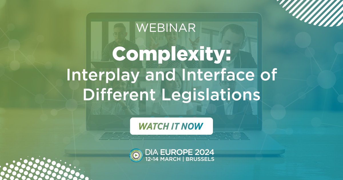 Navigate the EU's complex medicine development regulations with #DIAEurope2024 session on 'Complexity: Interplay and Interface of Different Legislations.' Learn from experts on overlapping regulations, strategies, and policy development. Watch it now: bit.ly/3xJgeYt.