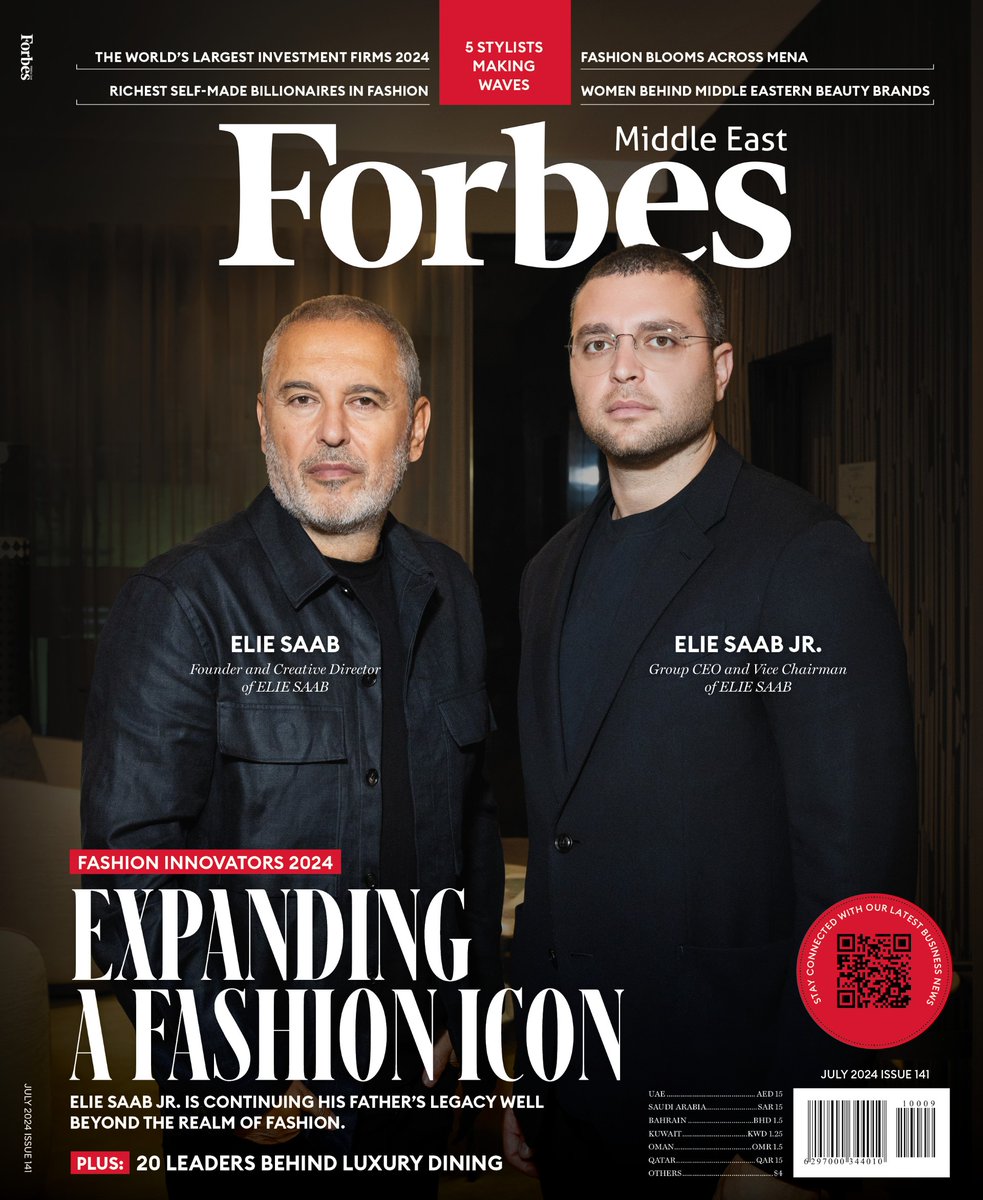 Forbes_MENA_'s tweet photo. Our July issue features two new regional lists: The #Fashion 50 and the 20 Leaders Behind Luxury Dining. On our cover is Elie Saab Jr., Group CEO & Vice Chairman of ELIE SAAB. He reveals his vision for continuing his father’s legacy beyond fashion.

#Forbes 

For More Details: https://t.co/wCAE68c2q2