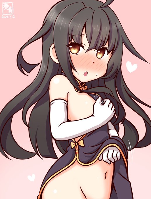 「…ここは三日月に任せて。
 駆逐艦の誇り、お見せします…♥」

#艦これ版真剣お絵描き60分一本勝負_20240712
#三日月 