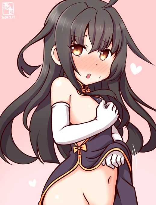 「…ここは三日月に任せて。  駆逐艦の誇り、お見せします…」  #艦これ版真剣お絵描き60分一本勝負_20240712 #三日月