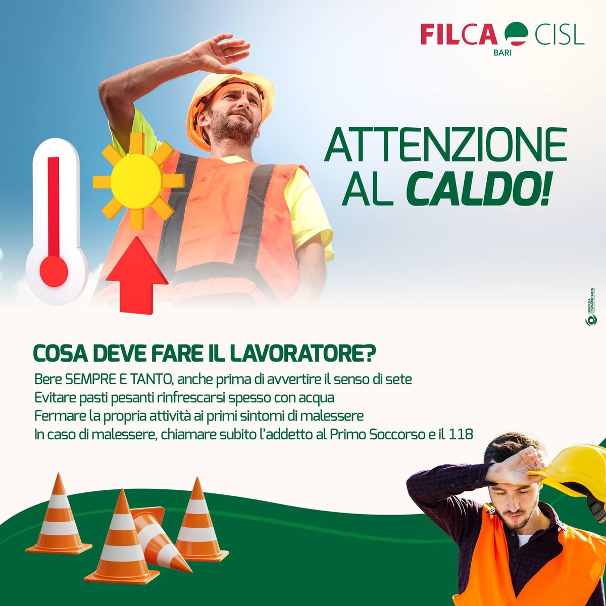 filcabari's tweet photo. #Caldo nei #cantieri, Luigi Sideri (Filca-Cisl #Bari): “Positiva l’estensione dell'ordinanza della Regione #Puglia all'#edilizia. Ora ci vuole uno sforzo maggiore sui controlli, anche potenziando il ruolo del sistema bilaterale. Non c'è opera che valga la vita di un lavoratore!" https://t.co/QPg8b0FAYh