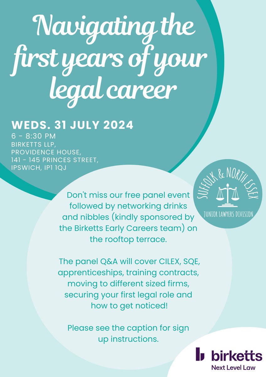 📣 Event announcement: Navigating the First Years of your Legal Career 📣

Sign up link: forms.office.com/Pages/Response…