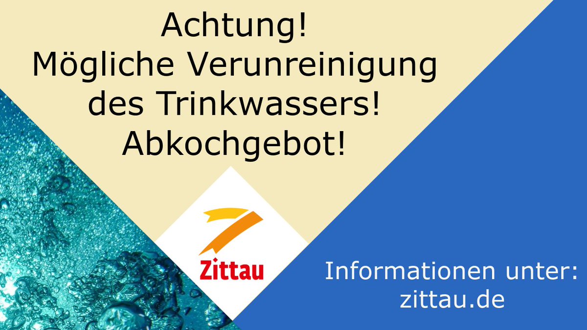 Starkregen führt zu Eintritt von Oberflächenwasser. Gesundheitsamt des <a href="/LK_GR/">Landkreis Görlitz</a> verhängt Abkochgebot für Zittau. Ortsteile nicht betroffen. Stadtfest findet statt. Infos unter zittau.de