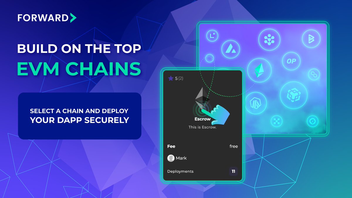 ForwardProtocol's tweet photo. Got your dApp ready? #ForwardFactory lets you deploy it seamlessly. ⚡️

Browse through the top EVM chains, select your preferred chain, and deploy with a single click. 😌

Maximize your app’s potential, reach new audiences, leverage unique features, and avoid technical backlogs.

Build with 👉 https://t.co/JO9kT5N4MV